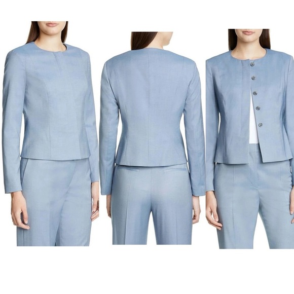 BOSS Hugo Boss Women's Blue Javilla Tailored Virgin Wool Jacket Blazer Size US8 - Picture 1 of 12